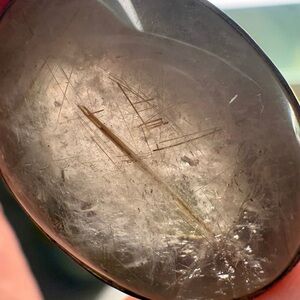 Rutilated Quartz Oval cab ring  - Golden Needle Inclusions size 8